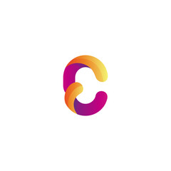 Wall Mural - C letter logo with 3d colorful gradient design style