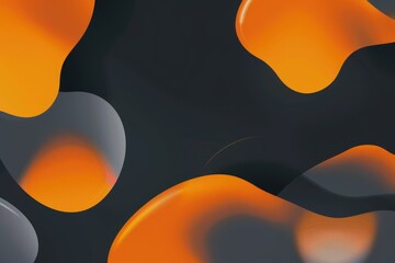 Wall Mural - Abstract orange and black geometric shape flowing curves. Background image of black and orange wave with fluid and liquid texture. Digital art for modern and dynamic design. Movement design. AIG51.