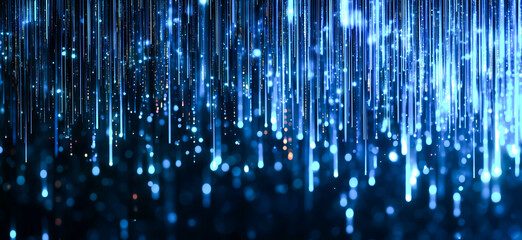 Poster - Glowing blue abstract background with vertical light streaks