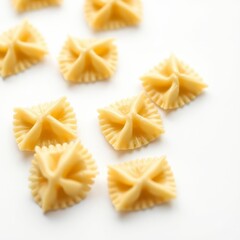 raw Farfalle uncooked Italian Pasta isolated on white background full depth of field