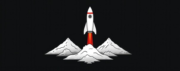 Wall Mural - Rocket Launch Over Mountains.