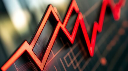 Poster - A red line graph pointing downward on a screen, showing decline in stock prices or performance.