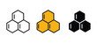 © Charles stockio - Honeycomb icon set. Bee hive sign. Honey symbol. Yellow hexagon comb vector illustration isolated on white background.