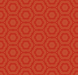 red, gold, flower, china, fabric ethnic abstract seamless pattern. design for background, wallpaper, carpet, clothing, batik, textile, embroidery, sarong, interior decoration, floor, curtain, printing