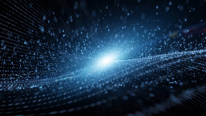 Wall Mural - abstract digital dotted twisted space travel illustration.