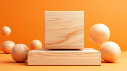 Fototapete - Wooden shapes display