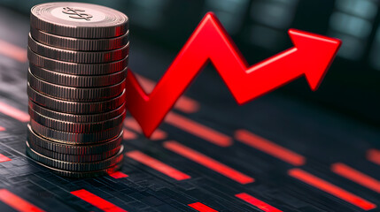 Maximizing profits the impact of economic growth illustrated by rising coin stacks and upward trends in investment returns