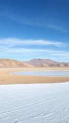 Sticker - A small lake nestled in a vast desert landscape.