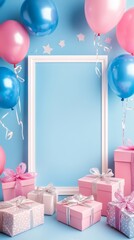 Cheerful Birthday Celebration Decor with Gifts and Balloons