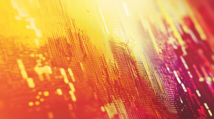Leinwandbilder - Abstract digital art with a pixelated cityscape in warm colors.