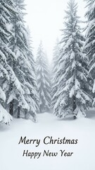 Sticker - Snowy forest path with a wintery greeting.