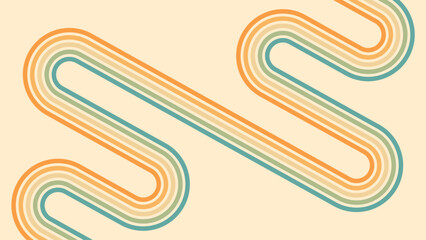 Wall Mural - abstract background of rainbow groovy wavy line design in 1970s hippie retro style. vector pattern r