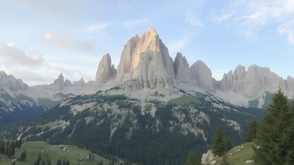 Canvas Print - A majestic mountain range in the Alps,  with a cloudy sky overhead.