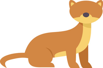 Wall Mural - Minimalist vector illustration of a brown and beige ferret sitting and looking around, isolated on a white background