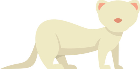 Sticker - Minimalist vector illustration of a white ferret standing on four legs, isolated on white background