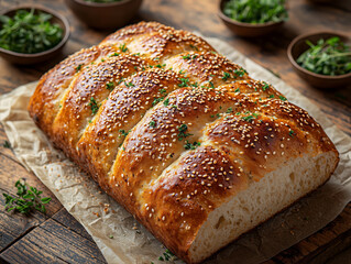 Sesame-topped sangak bread in traditional style