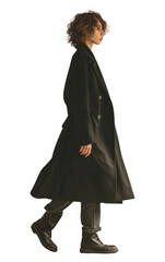 Poster - PNG Overcoat fashion outerwear footwear.