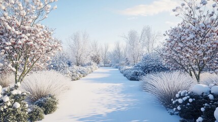 Serene Winter Wonderland: A Tranquil Snowy Landscape