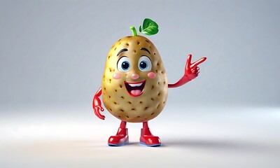 A delightful potato cartoon character