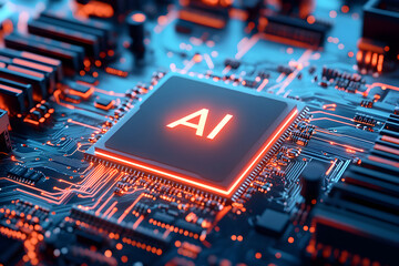 Wall Mural - a computer motherboard with a state-of-the-art ai processor. ai generative.