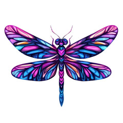 Wall Mural - An abstract colorful dragonfly, isolate on white background, showcasing dynamic shapes and hues. cutout png