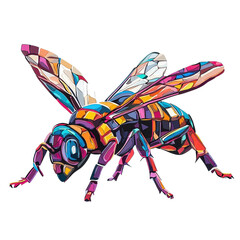 Wall Mural - An abstract colorful wasp, isolate on white background, showcasing dynamic shapes and hues. cutout png