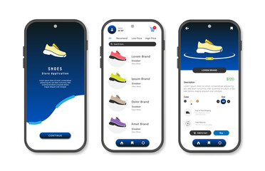 Wall Mural - online shoe store design for mobile applications. shoe purchasing platform screen. graphical user in