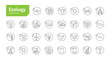 © NinjaIcons - Ecology Line Icons Set. Climate Change, Green Energy, Renewable Energy, Green Technology, Sustainability, Solar Energy Icons Editable Stroke Vector Illustration