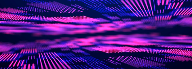 Abstract matrix. Computer code. Dark background of many dots. Big data and cybersecurity. 3d rendering