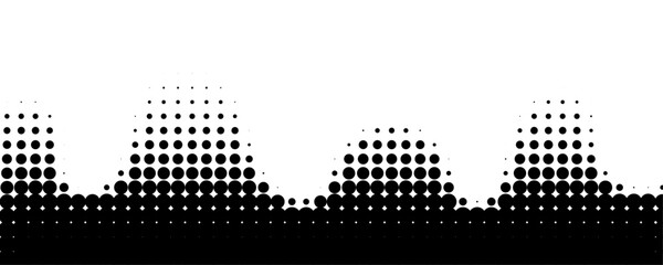 Leinwandbilder - Abstract dotted wave. Flowing dots particle wave fade on transparent background. Textured fluid Halftone gradient effect. Dynamic vector design with points.