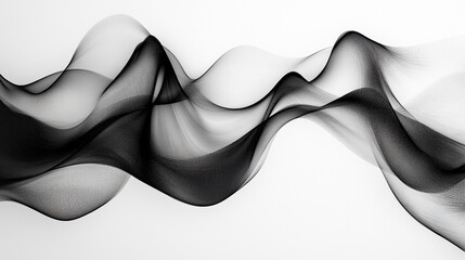 Leinwandbilder - Abstract Artistic Blend Line on White Background. Abstract Black Smoke Flow on White. A black and white image of a wave with a white background Generative AI. 