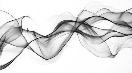 Aufkleber - Abstract Artistic Blend Line on White Background. Abstract Black Smoke Flow on White. A black and white image of a wave with a white background Generative AI. 
