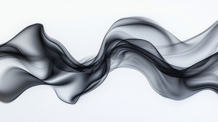 Aufkleber - Abstract Artistic Blend Line on White Background. Abstract Black Smoke Flow on White. A black and white image of a wave with a white background Generative AI. 