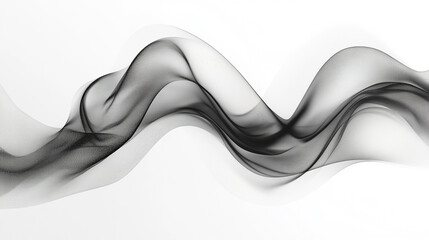 Aufkleber - Abstract Artistic Blend Line on White Background. Abstract Black Smoke Flow on White. A black and white image of a wave with a white background Generative AI. 