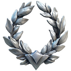 Wall Mural - Silver laurel wreath on transparent background, symbolizing victory and honor for awards themes