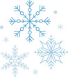 © Iaroslav - Winter snow icon with blue snowflakes on a white background. Festive Christmas banner, New Year card. Symbol of frosty whether and happy holidays. Vector illustration