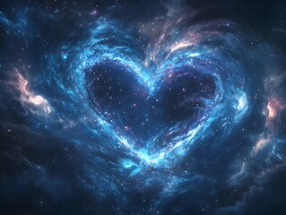 Wall Mural - Captivating Heart Shaped Constellation Amidst Swirling Cosmic Galaxies in the Enchanting Night Sky