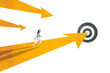 © deagreez - Creative trend collage of funny young female running way arrow point career goal target surrealism template metaphor artwork concept
