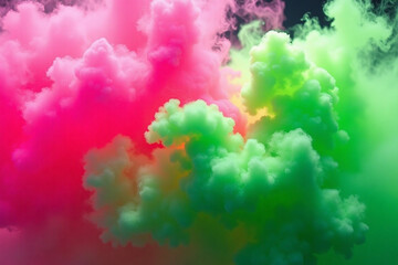 Wall Mural - bright, swirling smoke in shades of neon pink and electric green forms bold, energetic shapes, creat