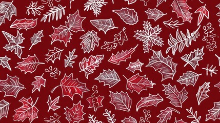 Wall Mural - a Christmas pattern on a dark red background