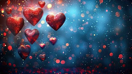 Wall Mural - A beautiful Valentine's Day background with hearts floating in the air