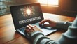 © wutipong - 'a person diligently working on a laptop, the screen displaying Content Marketing alongside a lightbulb icon. The individual's typing hands and the casual workspace setting convey a sense of focus and