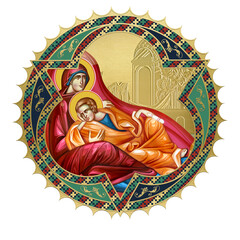 Eye of Providence. Religious decorative sun- dome. Illustration in Byzantine style isolated