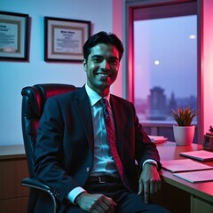 Corporate, portrait and business man in office with smile for legal consultation, professional or career pride. Bokeh, about us and male employee with confidence for lawyer, advocate or attorney