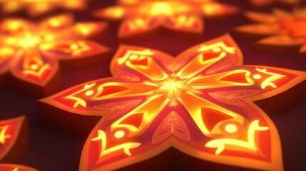 Wall Mural - Unique Digital Illustration of Colorful Snowflake Design