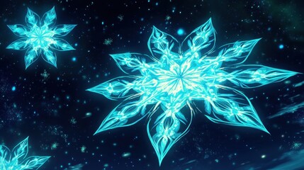 Wall Mural - glowing snowflake illustration in digital style