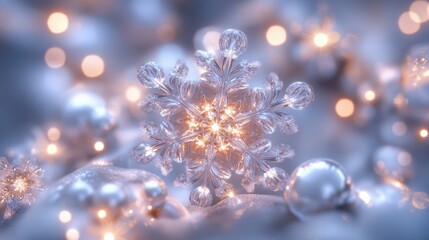 Poster - Intricate Digital Snowflake Mandala Render