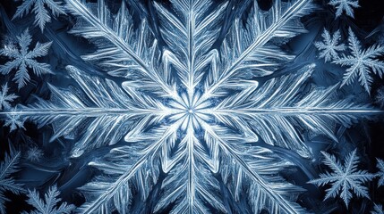 Poster - Mesmerizing Geometric Snowflake Design in Blue