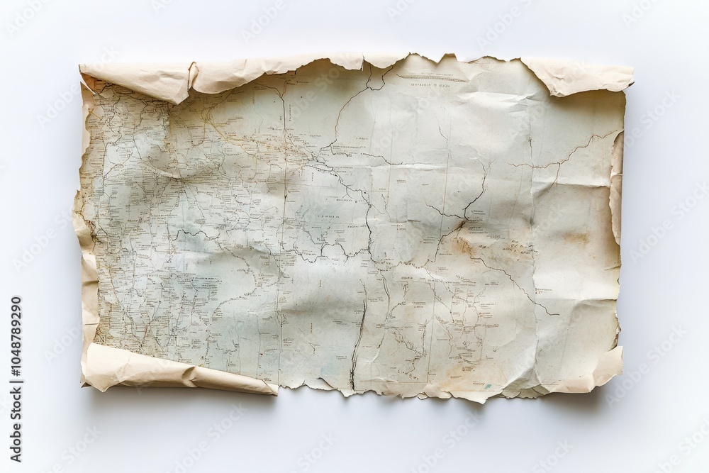 Old Ripped Map Vintage map of a region with cracked and worn paper texture Stock ...