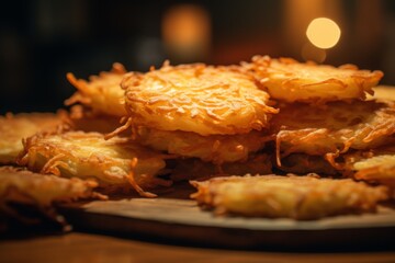 Wall Mural - Close up of hashbrowns in a restaurant